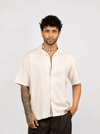 Off-White Half Sleeve Cuban Collar Shirt – Loose Fit