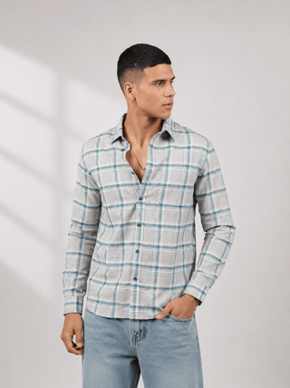 Blue Checked Cotton Shirt – Regular Fit