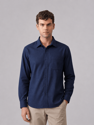 Blue Checked Cotton Shirt – Regular Fit, Full Sleeves