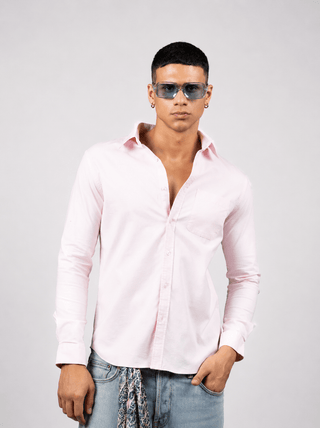 Light Pink Full Sleeve Cotton Shirt – Regular Fit