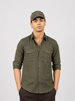Full Sleeve Safari Shirt – Olive Green