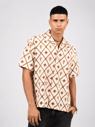 Off-White Printed Cuban Collar Shirt – Loose Fit