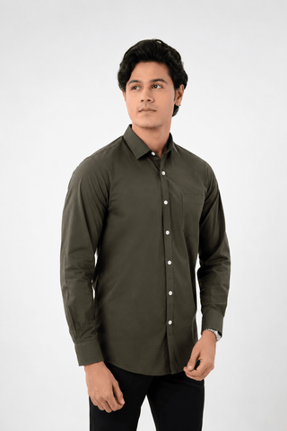 Slim Fit Full Sleeves Shirt-Green