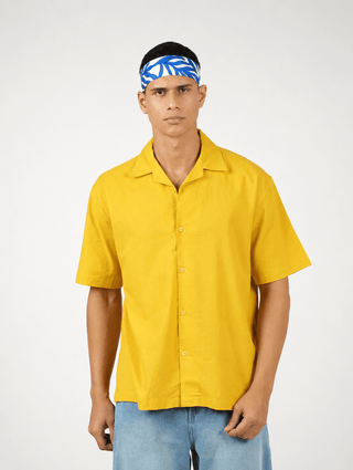Yellow Cuban Collar Shirt – Loose Fit