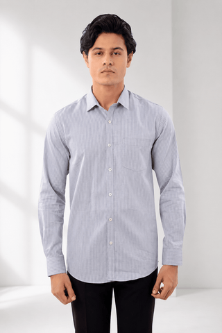 Slim Fit Full Sleeves Shirt-Light Grey