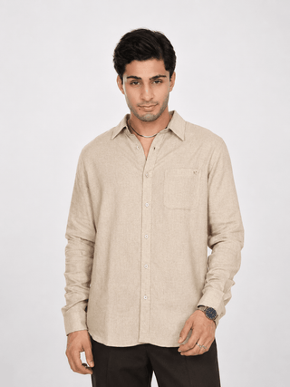 Ecru Linen Blend Shirt – Regular Fit