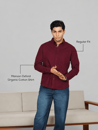 Maroon Oxford Organic Cotton Shirt – Regular Fit