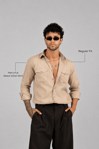 Men’s Full Sleeve Safari Shirt – Beige