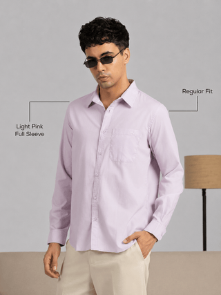 Lilac Solid Cotton Shirt – Regular Fit, Full Sleeves