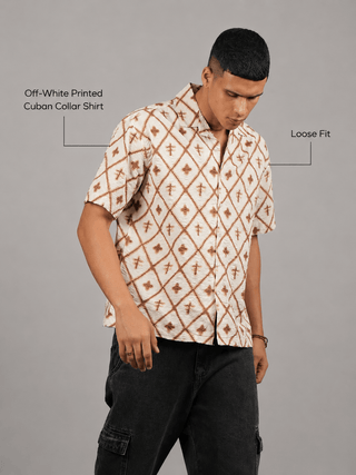 Off-White Printed Cuban Collar Shirt – Loose Fit