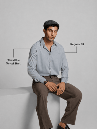 Men’s Blue Tencel Shirt – Regular Fit