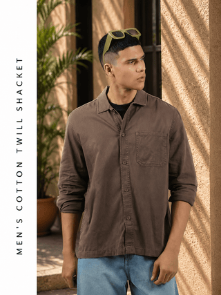 Men's Cotton Twill Shacket – Brown