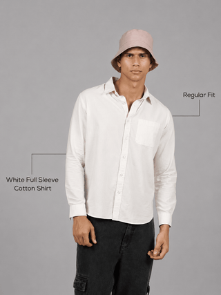 White Full Sleeve Cotton Shirt – Regular Fit