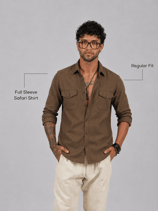 Full Sleeve Safari Shirt – Khaki Brown