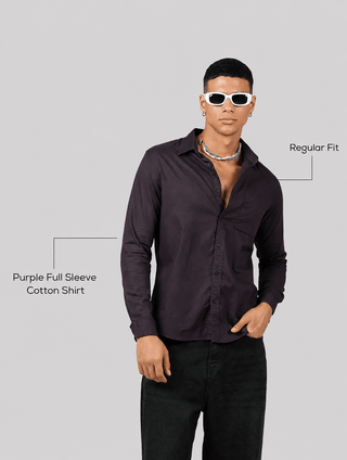 Purple Full Sleeve Cotton Shirt – Regular Fit
