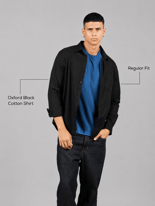Oxford Black Cotton Shirt – Regular Fit