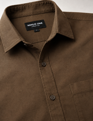 Brown Cotton Shirt – Regular Fit, Full Sleeves