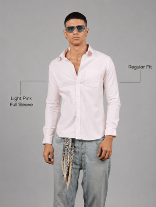 Light Pink Full Sleeve Cotton Shirt – Regular Fit