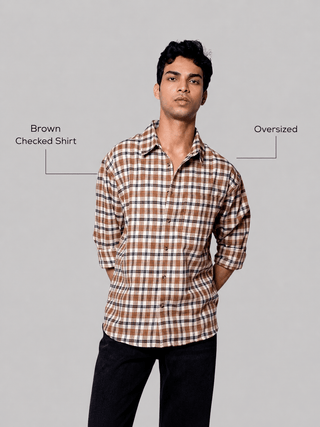 Oversized Brown Checked Shirt