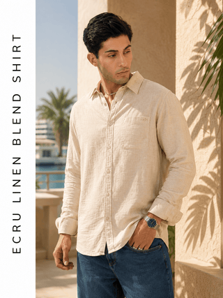 Ecru Linen Blend Shirt – Regular Fit