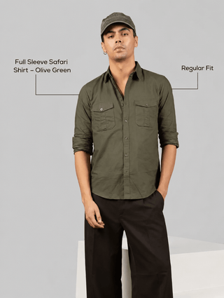 Full Sleeve Safari Shirt – Olive Green