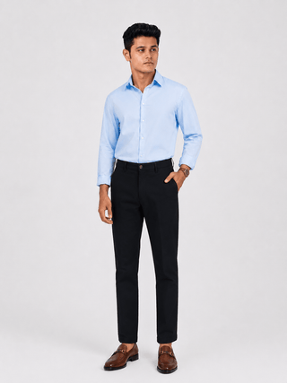 Men's Regular Fit Cotton Trousers Black
