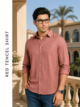 Red Tencel Shirt – Regular Fit