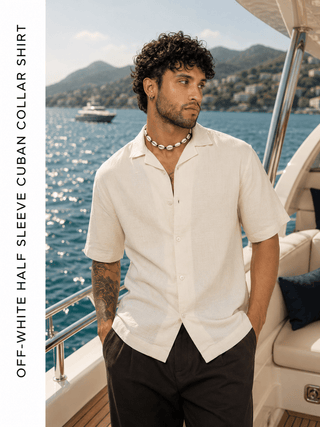 Off-White Half Sleeve Cuban Collar Shirt – Loose Fit