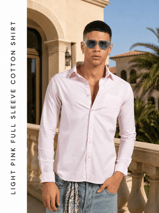 Light Pink Full Sleeve Cotton Shirt – Regular Fit