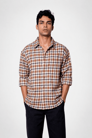 Oversized Brown Checked Shirt