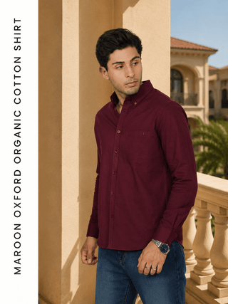 Maroon Oxford Organic Cotton Shirt – Regular Fit