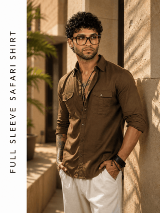 Full Sleeve Safari Shirt – Khaki Brown