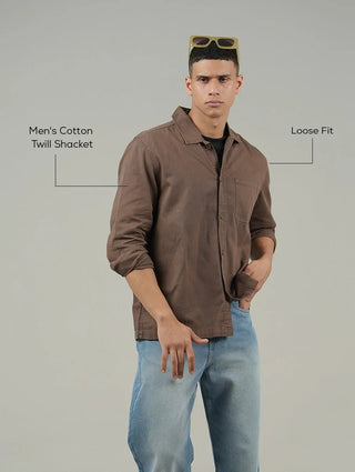 Men's Cotton Twill Shacket – Brown