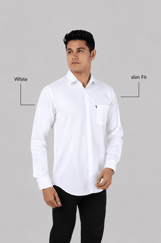 Cotton Slim Fit Half Sleeves Shirt-White
