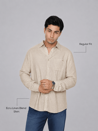 Ecru Linen Blend Shirt – Regular Fit