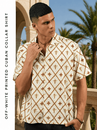 Off-White Printed Cuban Collar Shirt – Loose Fit