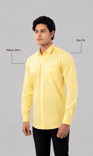 Slim Fit Full Sleeves Shirt-Yellow