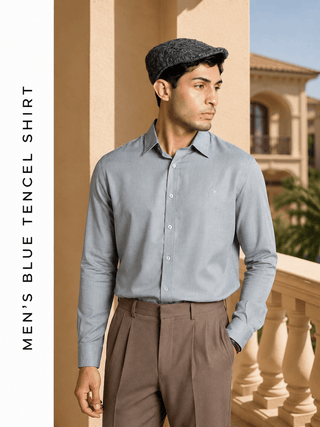 Men’s Blue Tencel Shirt – Regular Fit