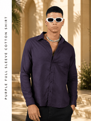 Purple Full Sleeve Cotton Shirt – Regular Fit