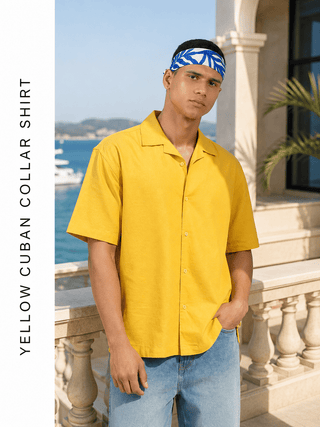 Yellow Cuban Collar Shirt – Loose Fit