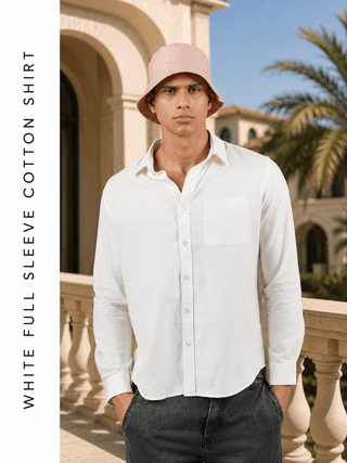 White Full Sleeve Cotton Shirt – Regular Fit