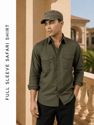 Full Sleeve Safari Shirt – Olive Green