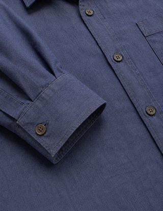 Steel Blue Textured Cotton Shirt – Regular Fit, Full Sleeves