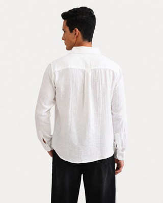 White Cotton Shirt – Regular Fit, Full Sleeves