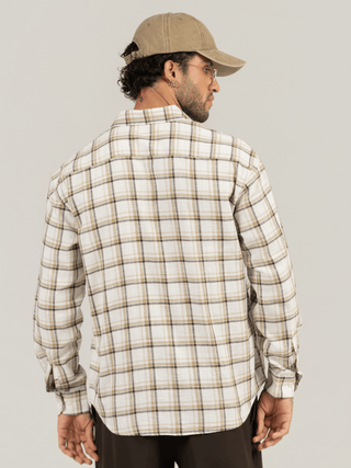 Brown Checkered Cotton Shirt – Full Sleeve, Loose Fit
