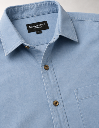 Light Blue Denim Shirt – Regular Fit, Full Sleeves