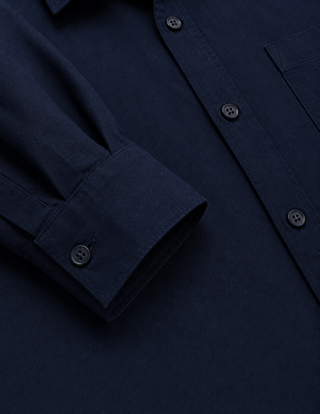 Navy Blue Linen Viscose Shirt – Regular Fit, Full Sleeves