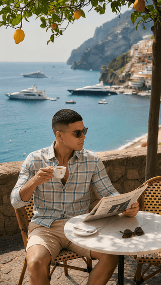 Blue Checked Cotton Shirt – Regular Fit