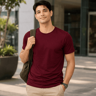 Supima Cotton Crew Neck T-Shirt - Maroon
