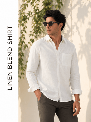 White Linen Blend Shirt – Regular Fit